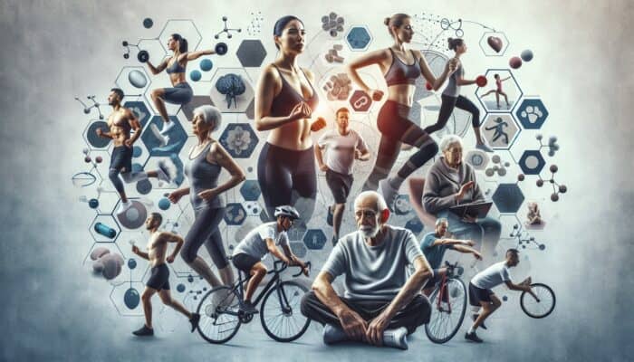 Crafting Authentic Supplement Brand Voices: Collage of diverse people of different ages engaging in fitness and wellness, with tailored supplements.